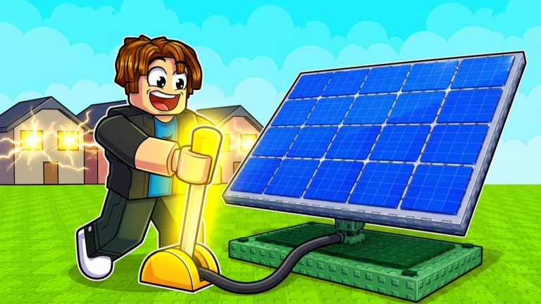 Official artwork showing a player beside a solar panel and cable-like power equipment